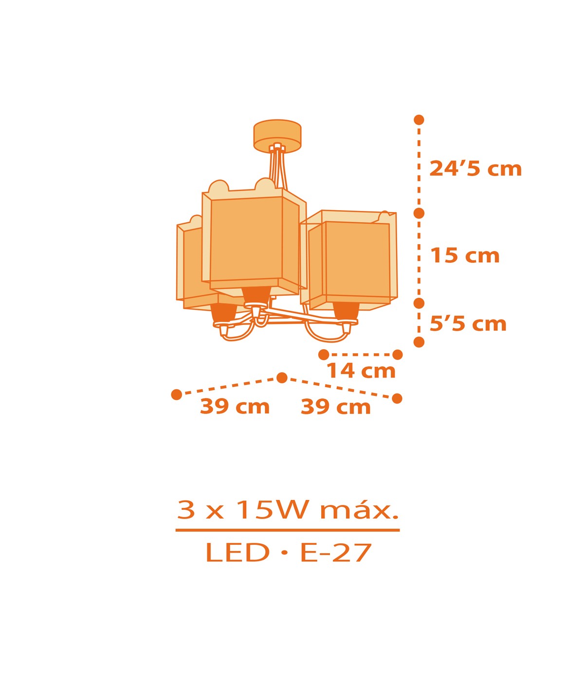 Dansi Lámpara de techo 3 luces infantil Little Tiger Pequeño Tigre Oferta exclusiva