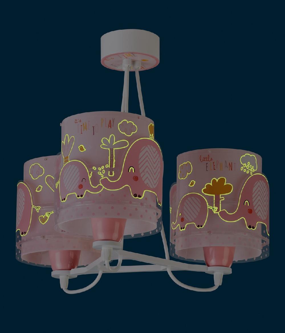 Dansi Lámpara de techo 3 Luces infantil Little Elephant Elefante rosa Descuento por venta flash