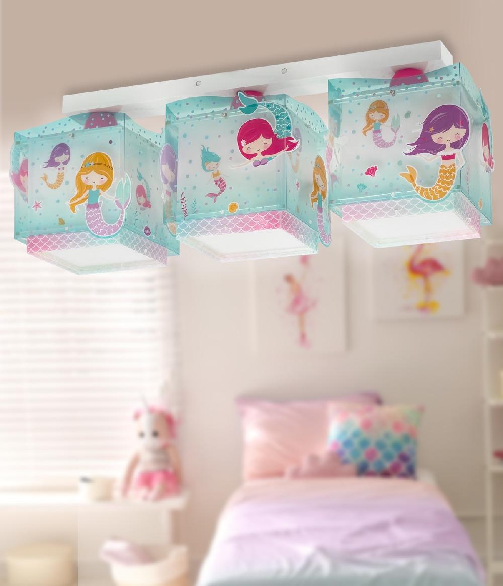 Dansi Plafón de techo 3 luces infantil Mermaids Sirenas