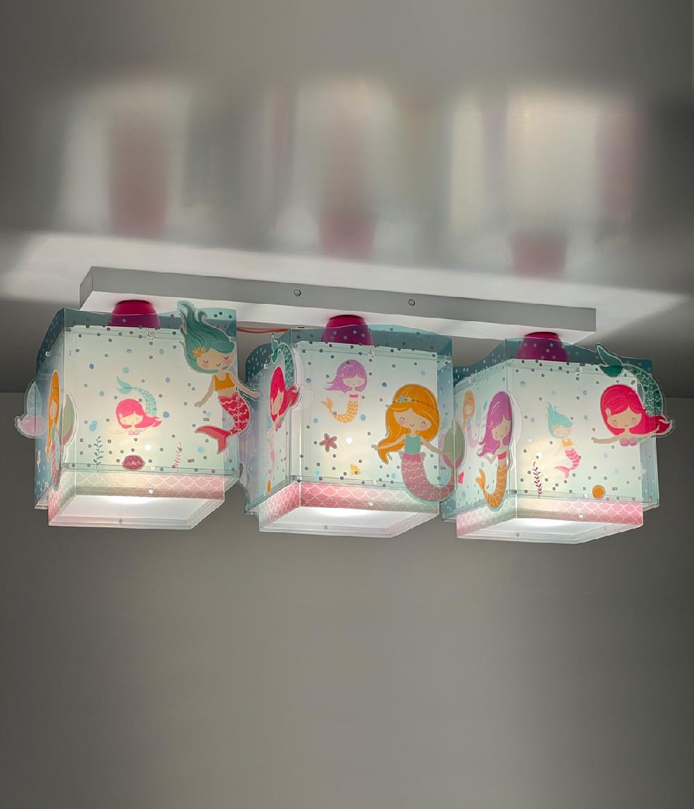 Dansi Plafón de techo 3 luces infantil Mermaids Sirenas Ofertas especiales