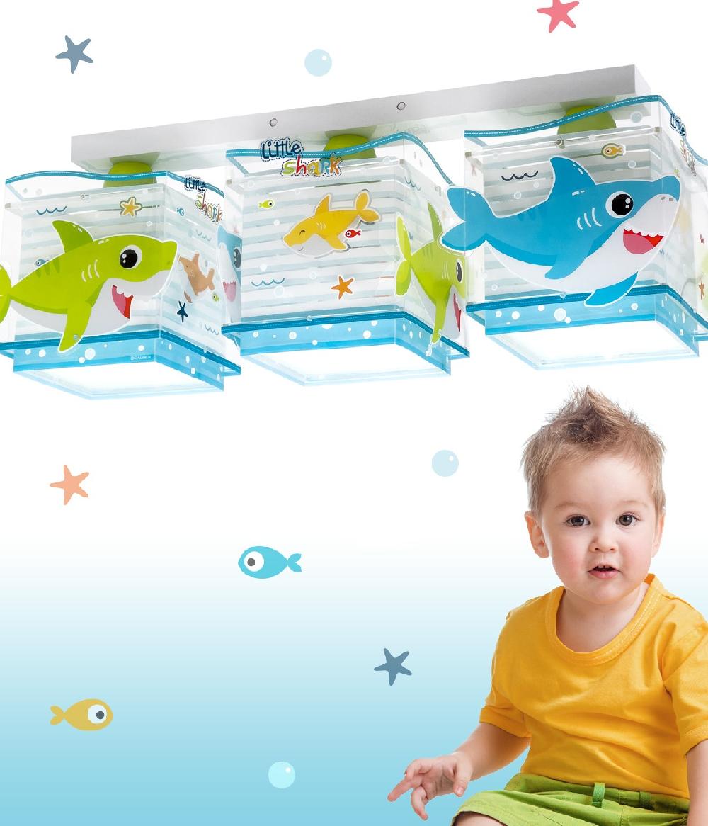 Dansi Plafón de techo 3 luces infantil Little Shark Pequeño Tiburón Grandes ahorros