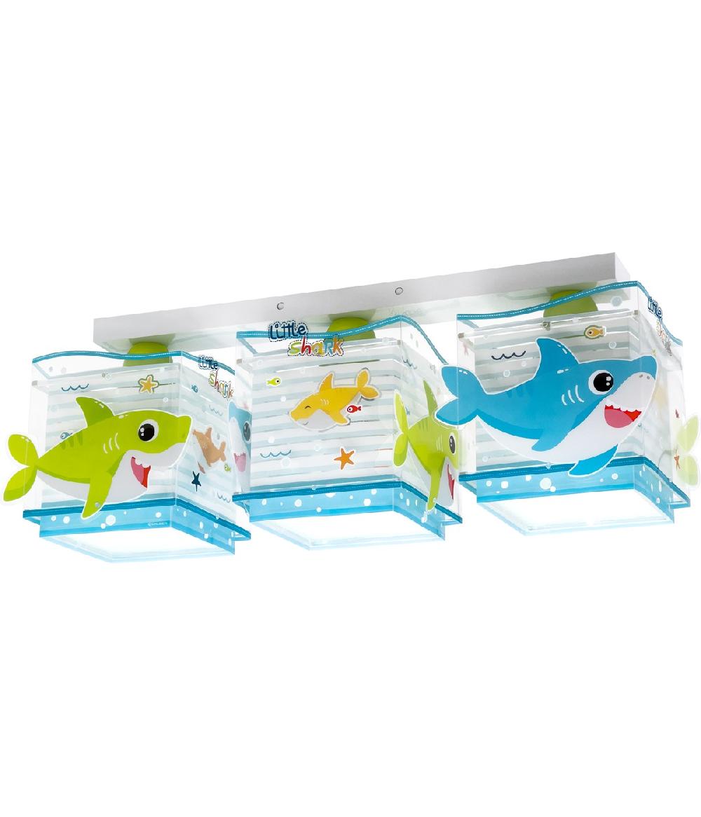 Dansi Plafón de techo 3 luces infantil Little Shark Pequeño Tiburón Grandes ahorros