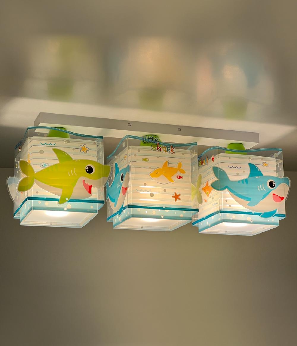 Dansi Plafón de techo 3 luces infantil Little Shark Pequeño Tiburón Grandes ahorros