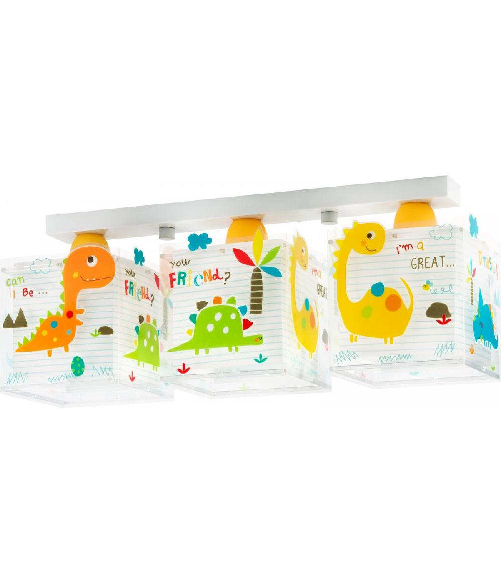 Dansi Plafón de techo 3 luces infantil Dinos Dinosaurios Rebajas de fin de temporada