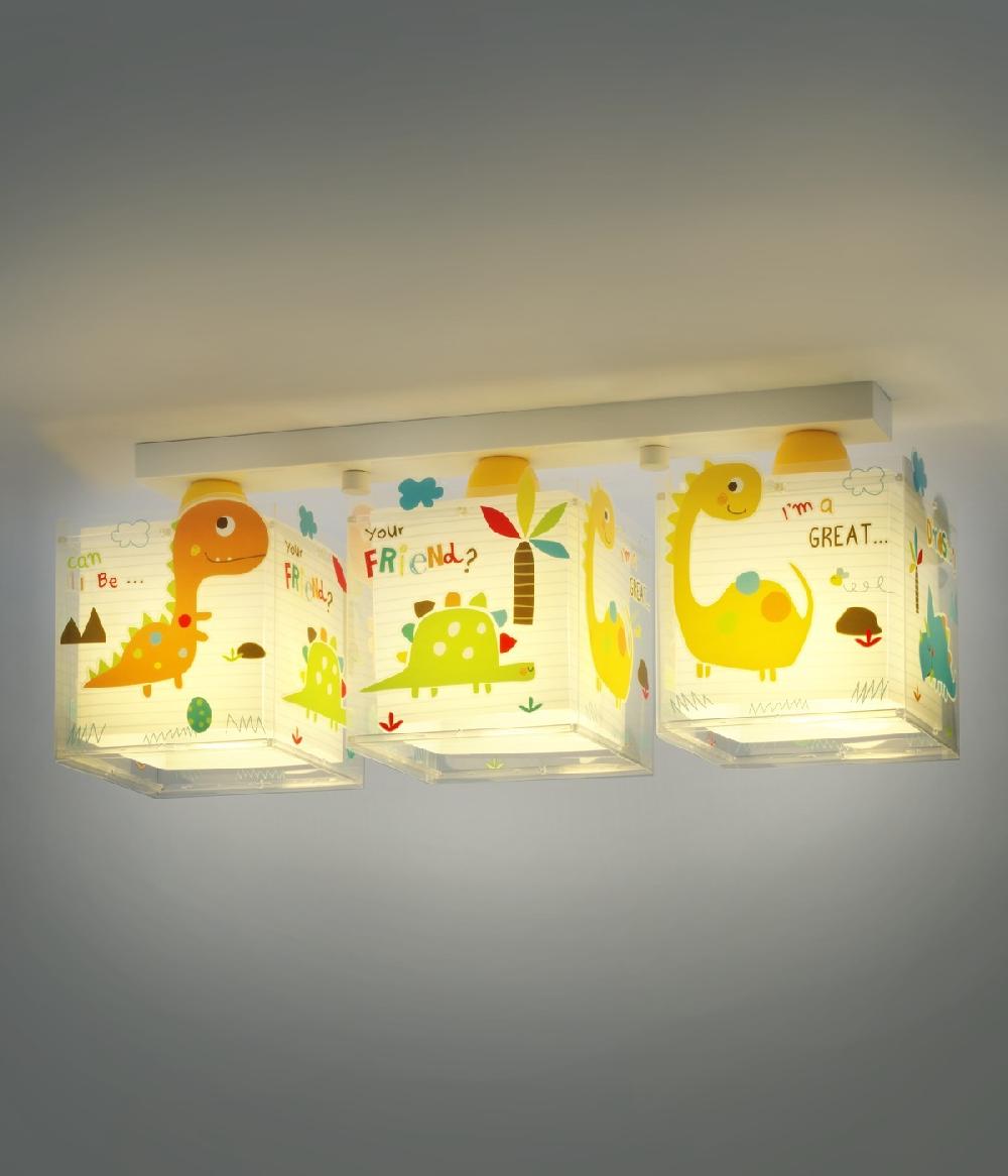 Dansi Plafón de techo 3 luces infantil Dinos Dinosaurios Rebajas de fin de temporada