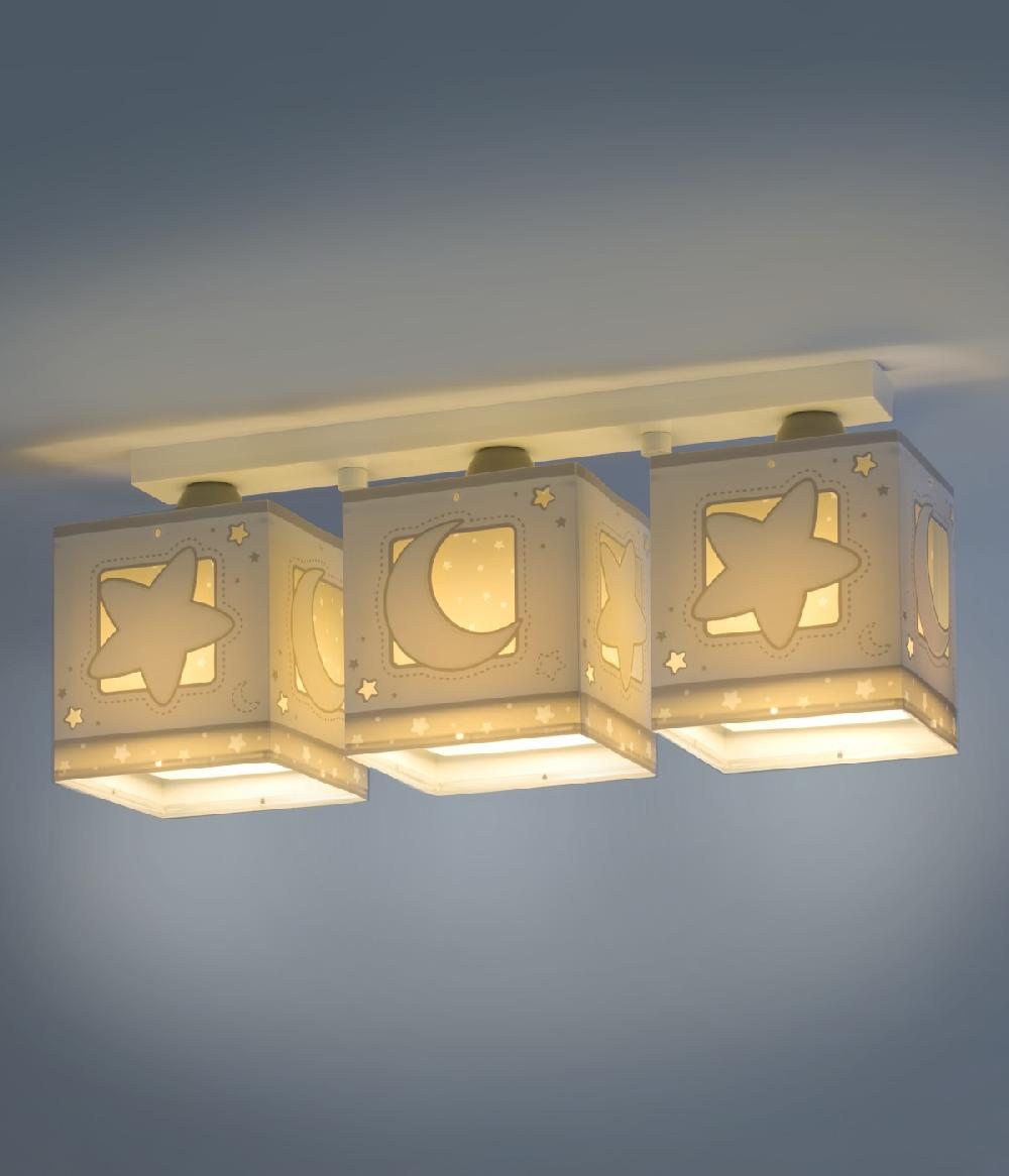 Dansi Plafón de techo 3 luces infantil Moonlight Luna y Estrellas gris Rebajas de fábrica