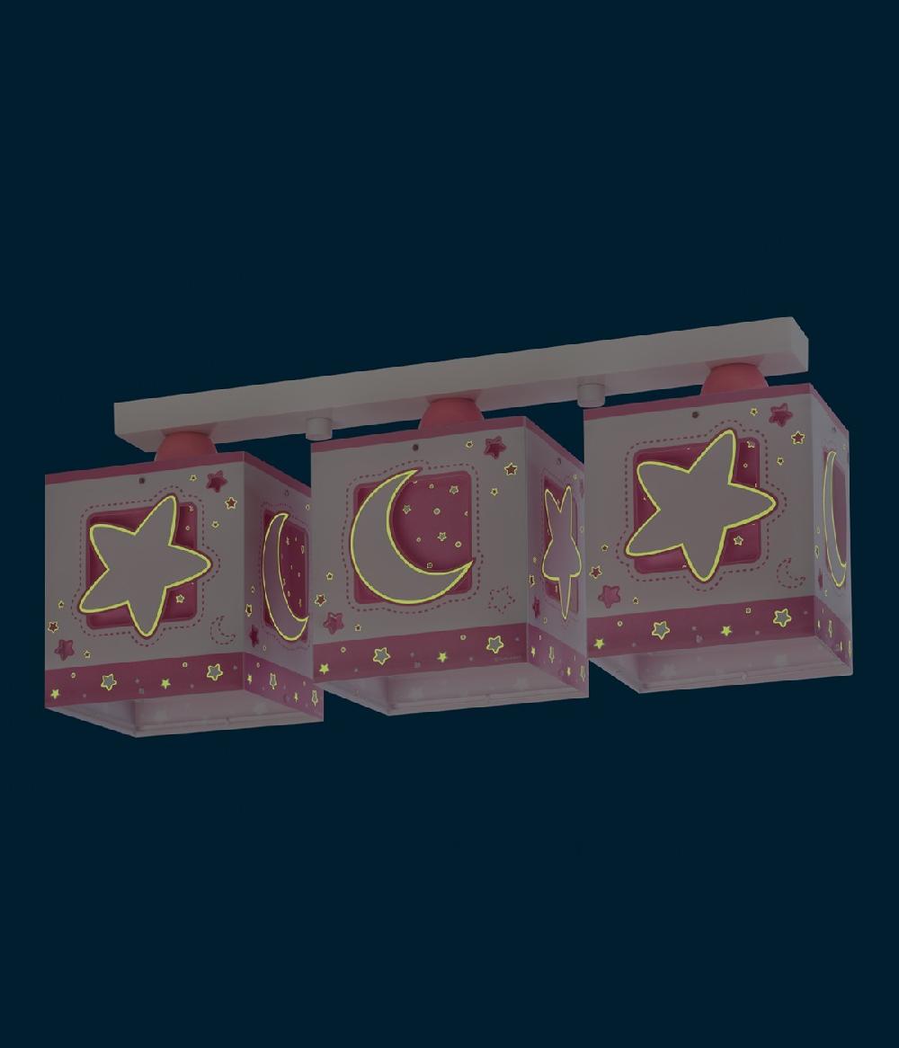 Dansi Plafón de techo 3 luces infantil Moonlight Luna y Estrellas rosa Mejor oferta