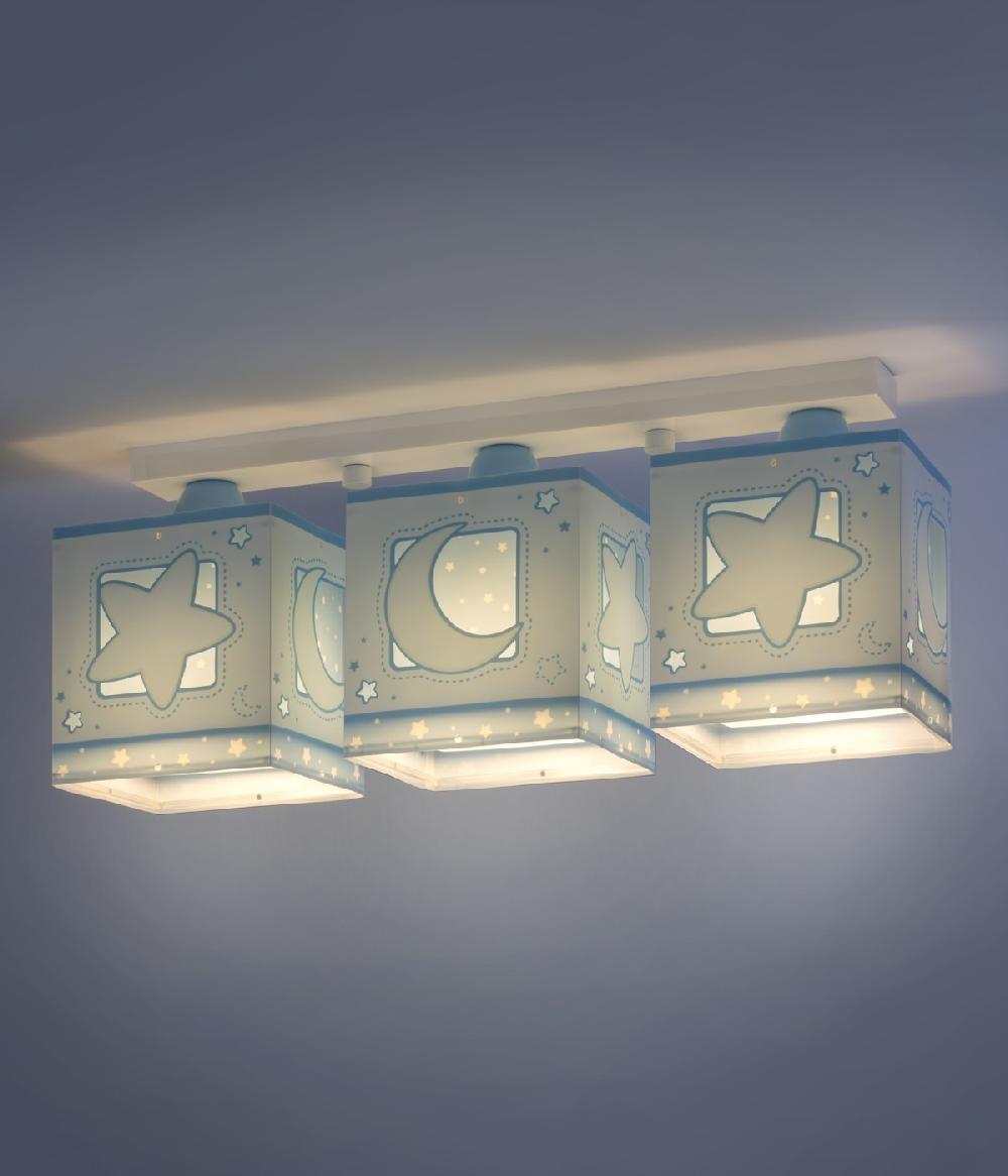 Dansi Plafón de techo 3 luces infantil Moonlight Luna y Estrellas azul Rebajas top