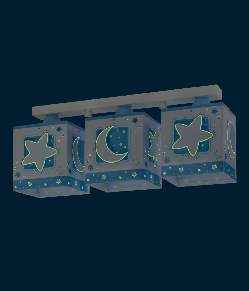 Dansi Plafón de techo 3 luces infantil Moonlight Luna y Estrellas azul Rebajas top