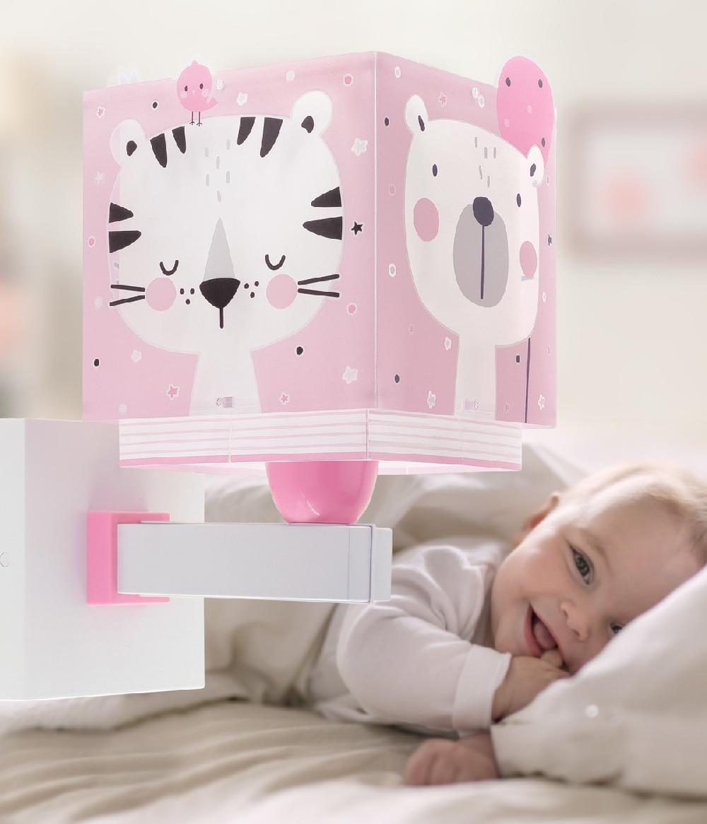 Dansi Aplique de pared infantil Baby Jungle animales bosque rosa