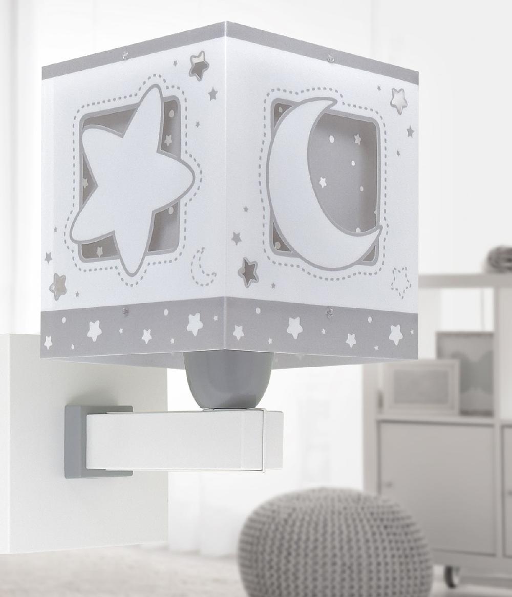 Dansi Aplique de pared infantil Moonlight Luna y Estrellas gris