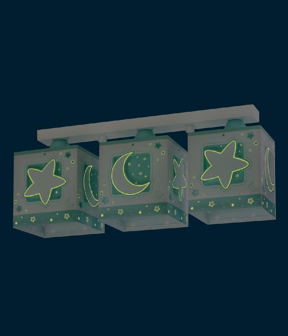 Dansi Plafón de techo 3 luces infantil Moonlight Luna y Estrellas verde ÚLTIMAS EDICIONES