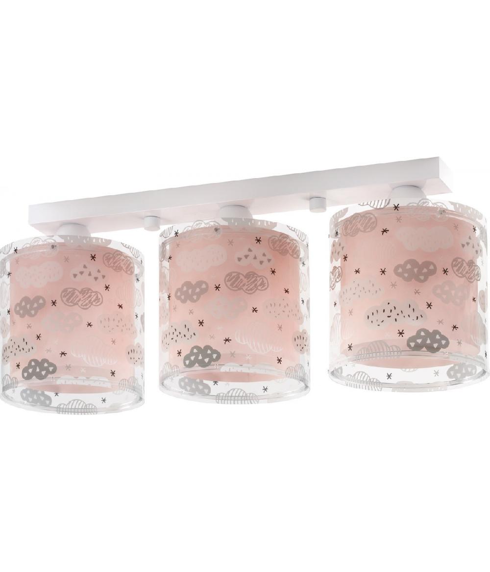 Dansi Plafón de techo 3 luces infantil Clouds Nube rosa
