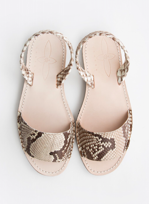 Del rio london Python sandals natural brown Liquidación