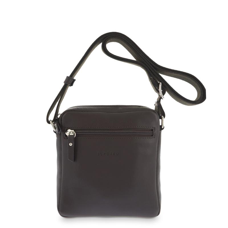 El potro Bolso Bandolera hombre en piel vacuno color marrón - Box