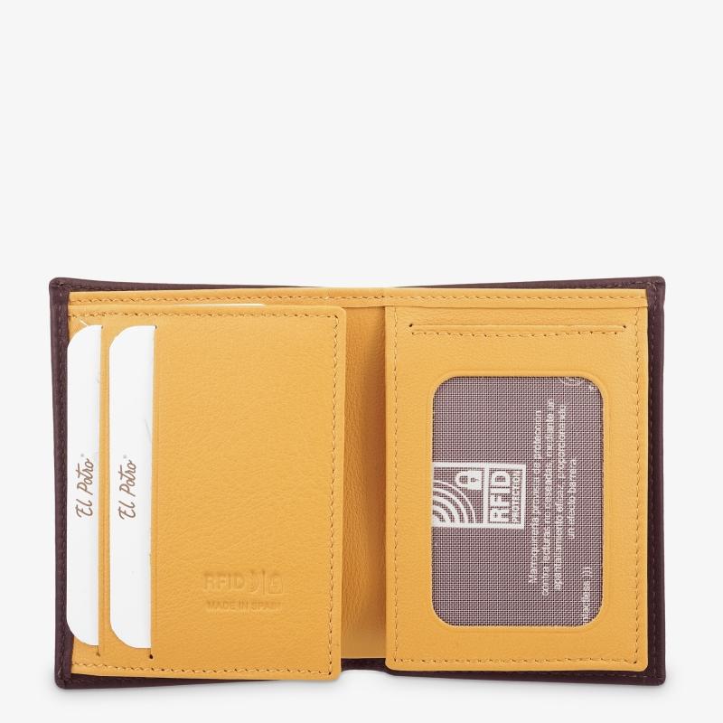 El potro Cartera hombre en piel vacuno color marrón/mostaza-Tribeca En línea