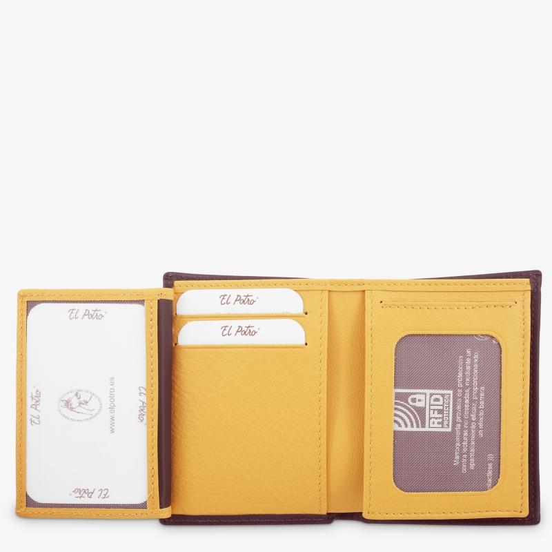 El potro Cartera hombre en piel vacuno color marrón/mostaza-Tribeca En línea