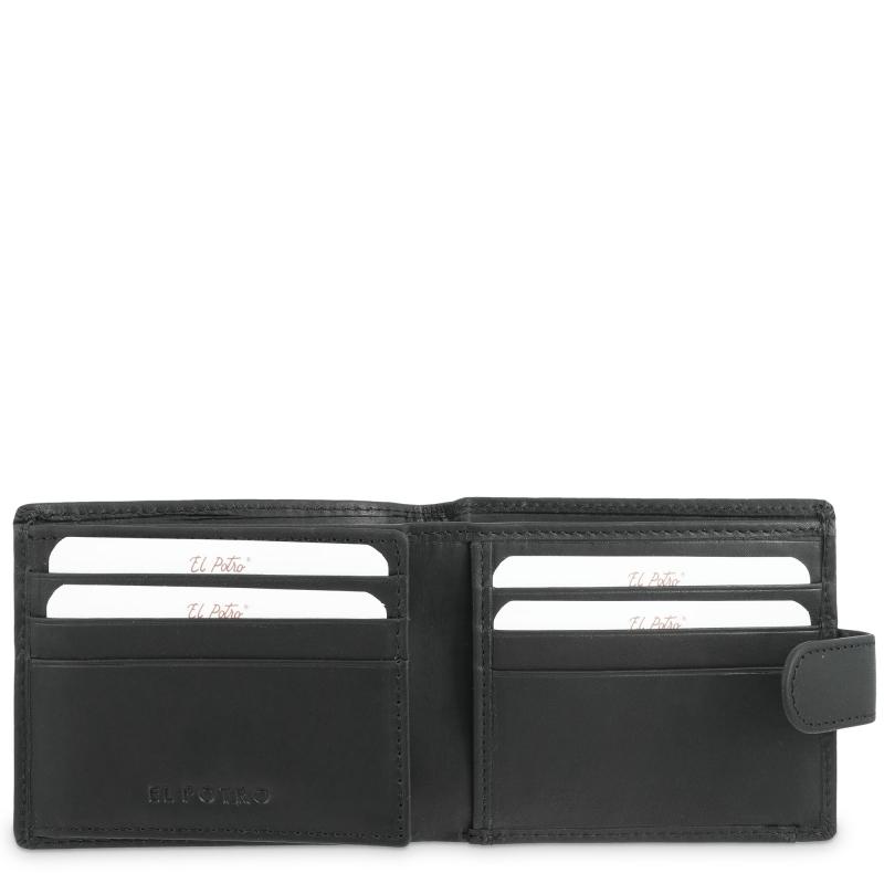 El potro Cartera monedero exterior de hombre en piel vacuno negro Legitimo-E L P O T R O Ofertas