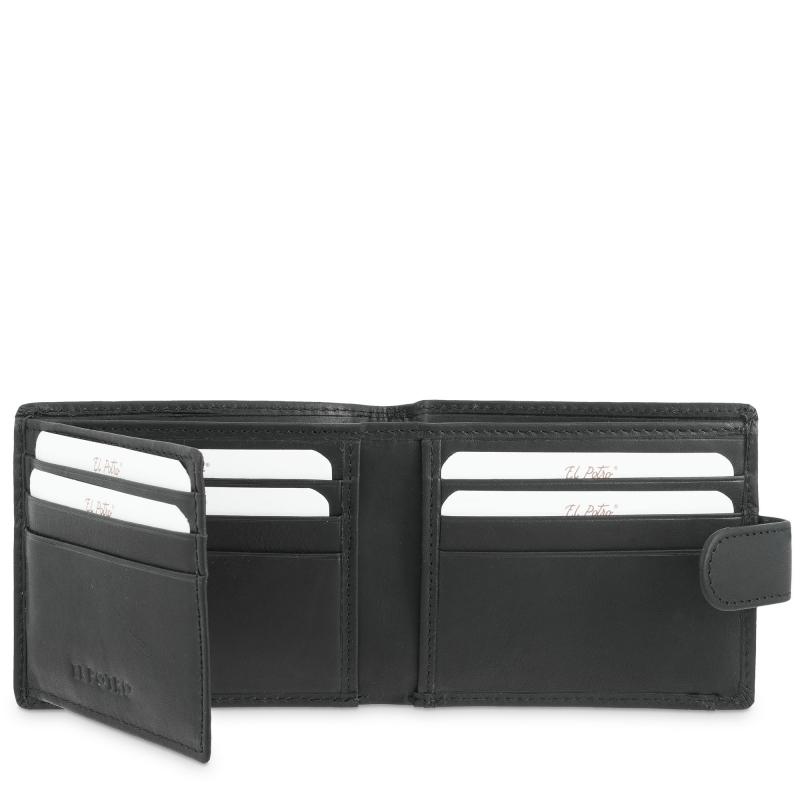 El potro Cartera monedero exterior de hombre en piel vacuno negro Legitimo-E L P O T R O Ofertas