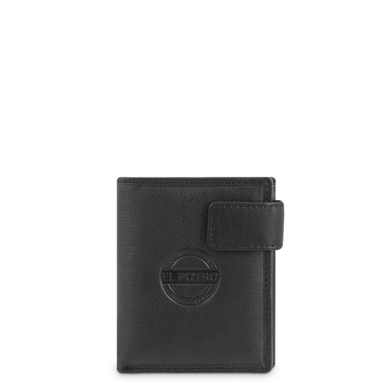 El potro Cartera con monedero exterior de hombre en piel vacuno negro Legitimo-E L P O T R O