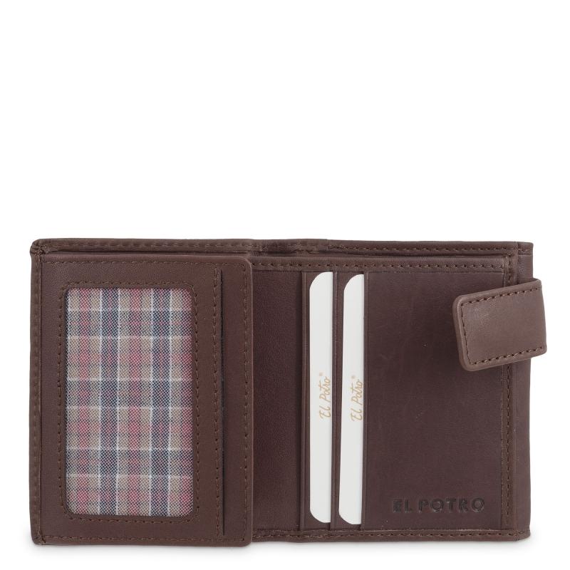 El potro Cartera con monedero exterior de hombre en piel vacuno marrón Legitimo-E L P O T R O Rebajas online
