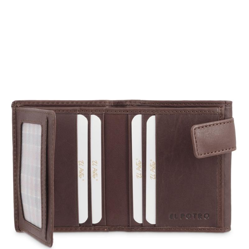 El potro Cartera con monedero exterior de hombre en piel vacuno marrón Legitimo-E L P O T R O Rebajas online