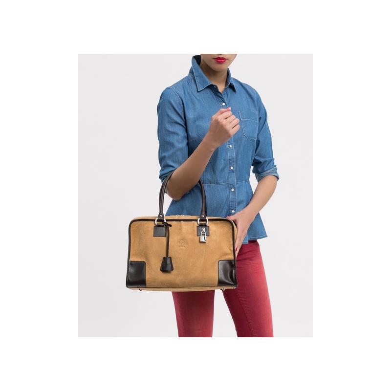 El potro Bolso Bowling mujer en piel vacuno color camel - Caza Envío internacional gratuito