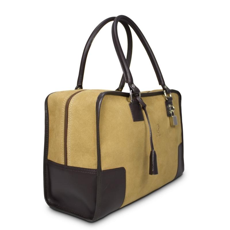 El potro Bolso Bowling mujer en piel vacuno color camel - Caza Envío internacional gratuito