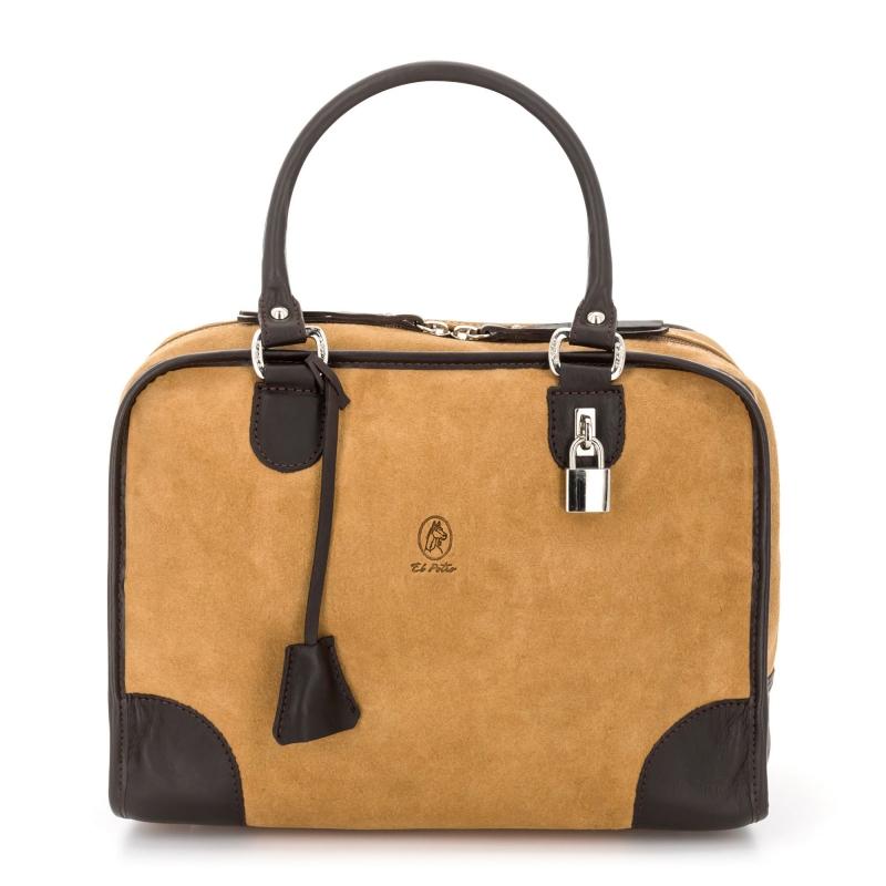 El potro Bolso Bowling mujer en piel vacuno color camel - Caza Tienda de fábrica