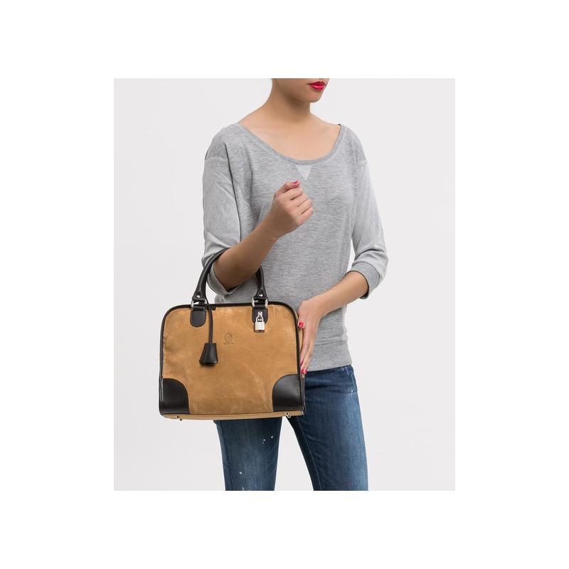 El potro Bolso Bowling mujer en piel vacuno color camel - Caza Tienda de fábrica