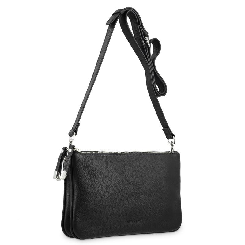 El potro Bolso bandolera pequeño 2 cremalleras piel vacuno color negro-Iris Limitado a 3 días