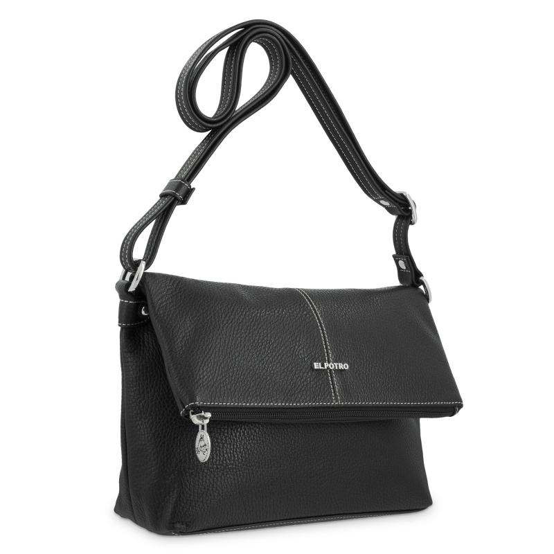El potro Bolso solapa bandolera mediano en piel vacuno color negro - Floater Precios de Black Friday