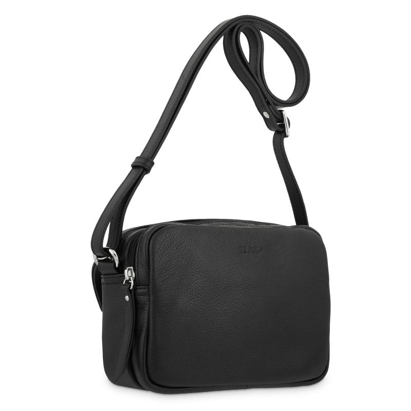 El potro Bolso bandolera pequeño 3 cremalleras piel vacuno color negro-E L P O T R O En oferta