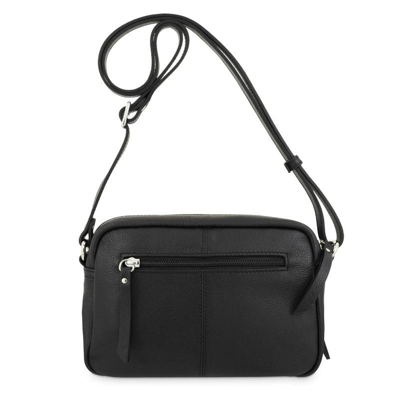 El potro Bolso bandolera pequeño 3 cremalleras piel vacuno color negro-E L P O T R O En oferta