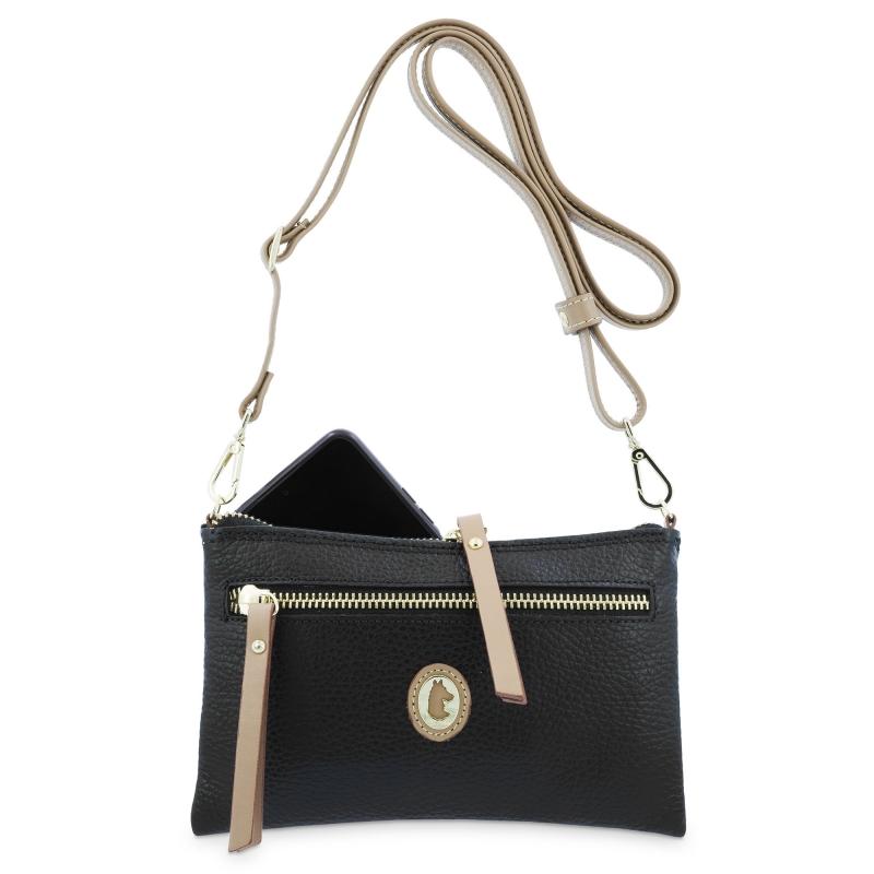 El potro Bolso bandolera móvil de piel vacuno color negro-El Potro Descuentos del mes