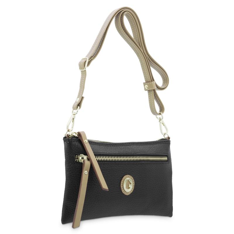 El potro Bolso bandolera móvil de piel vacuno color negro-El Potro Descuentos del mes
