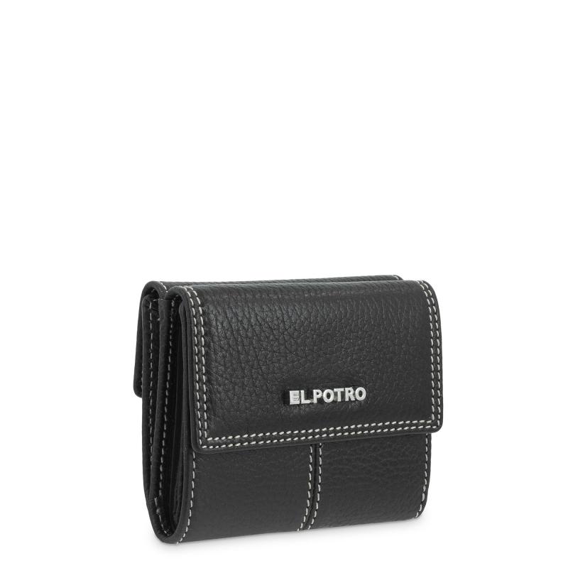 El potro Cartera solapa pequeño mujer en piel vacuno color negro- Floater Ofertas de temporada
