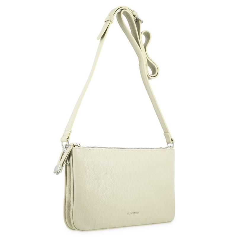 El potro Bolso bandolera pequeño 2 cremalleras piel vacuno color beige-Iris COMPRAR AHORA