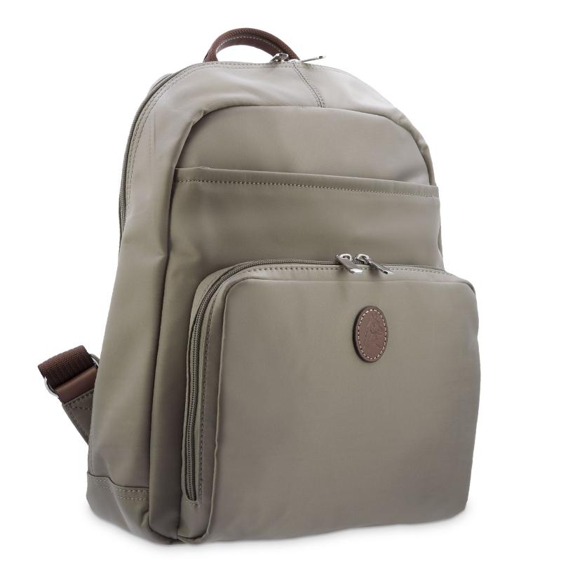 El potro Mochila unisex en lona taupe y piel vacuno cuero-Paris En oferta