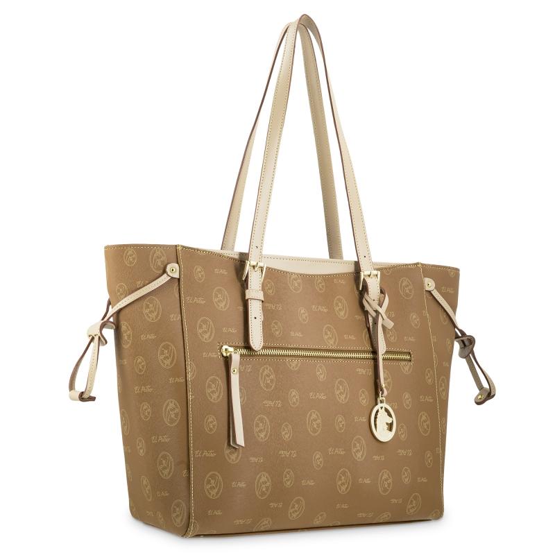 El potro Bolso shopper de lona cuero y piel vacuna cuero con logos-EL POTRO Oferta especial de fábrica
