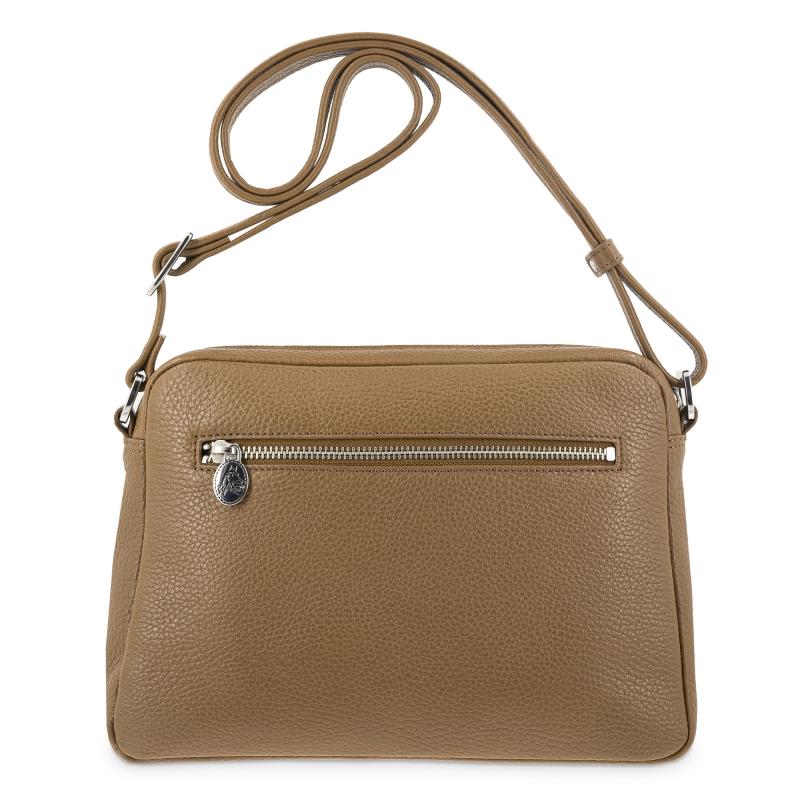 El potro Bolso bandolera grande de 3 cremalleras mujer en piel vacuno color cuero- I R I S Venta caliente