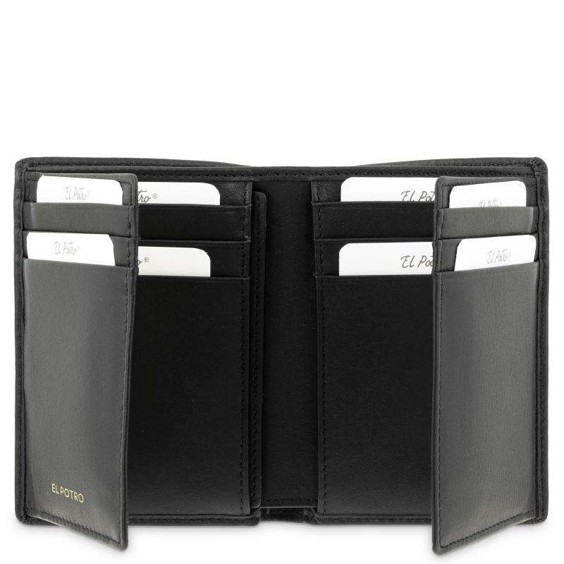 El potro Cartera billetera tarjetero grande de hombre en piel vacuno color negro - ELPOTRO Ofertas