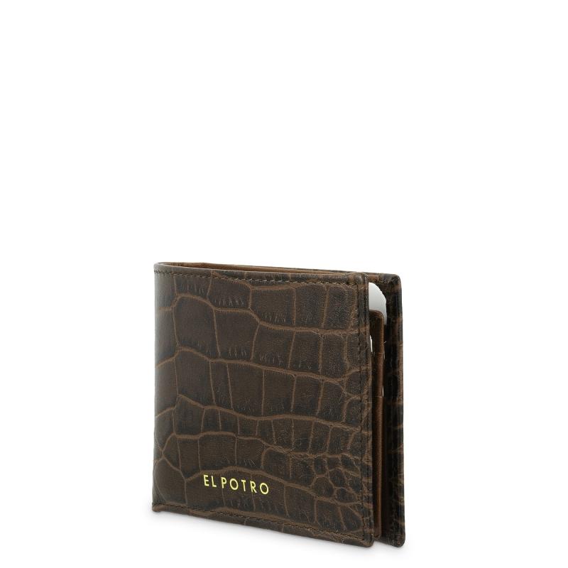 El potro Cartera billetera tarjetero hombre en piel vacuno color marrón-Coco Rebajas baratas