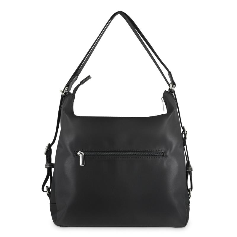El potro Bolso convertible en mochilade mujer en lona y piel vacuno color negro-Paris Grandes ahorros