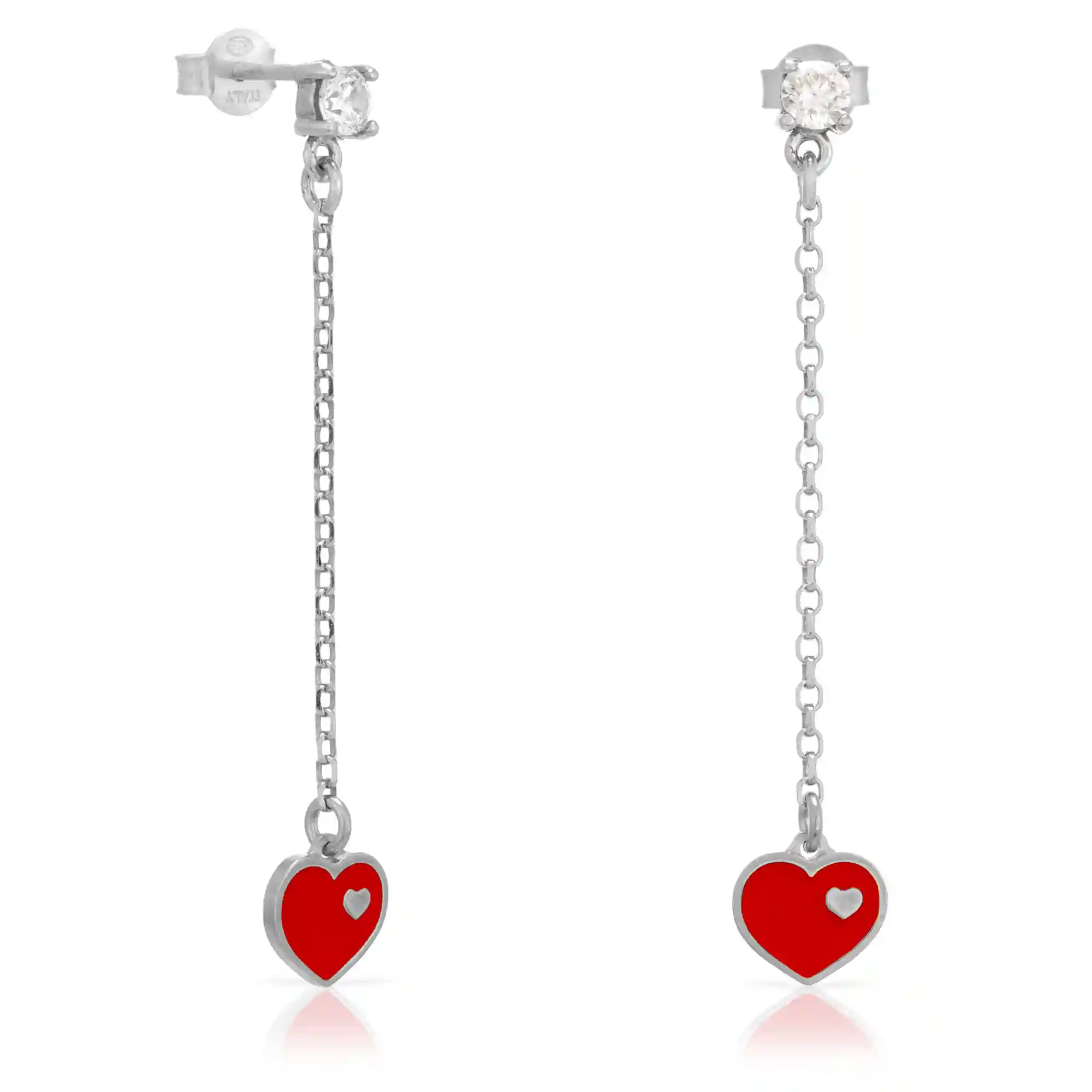 ﻿Firenze artegiani Pendiente de Plata de Ley 925 colgante con corazón esmaltado