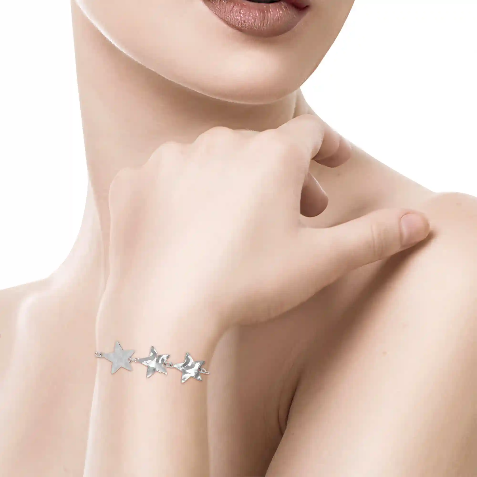 Firenze artegiani Pulsera de Plata de Ley 925 con tres estrellas Últimos 2 días