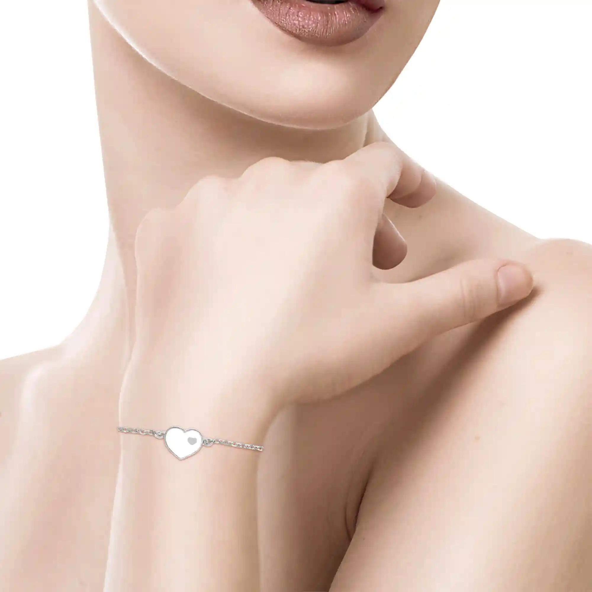 Firenze artegiani Pulsera de Plata de Ley 925 con forma exterior de corazón Solo hoy