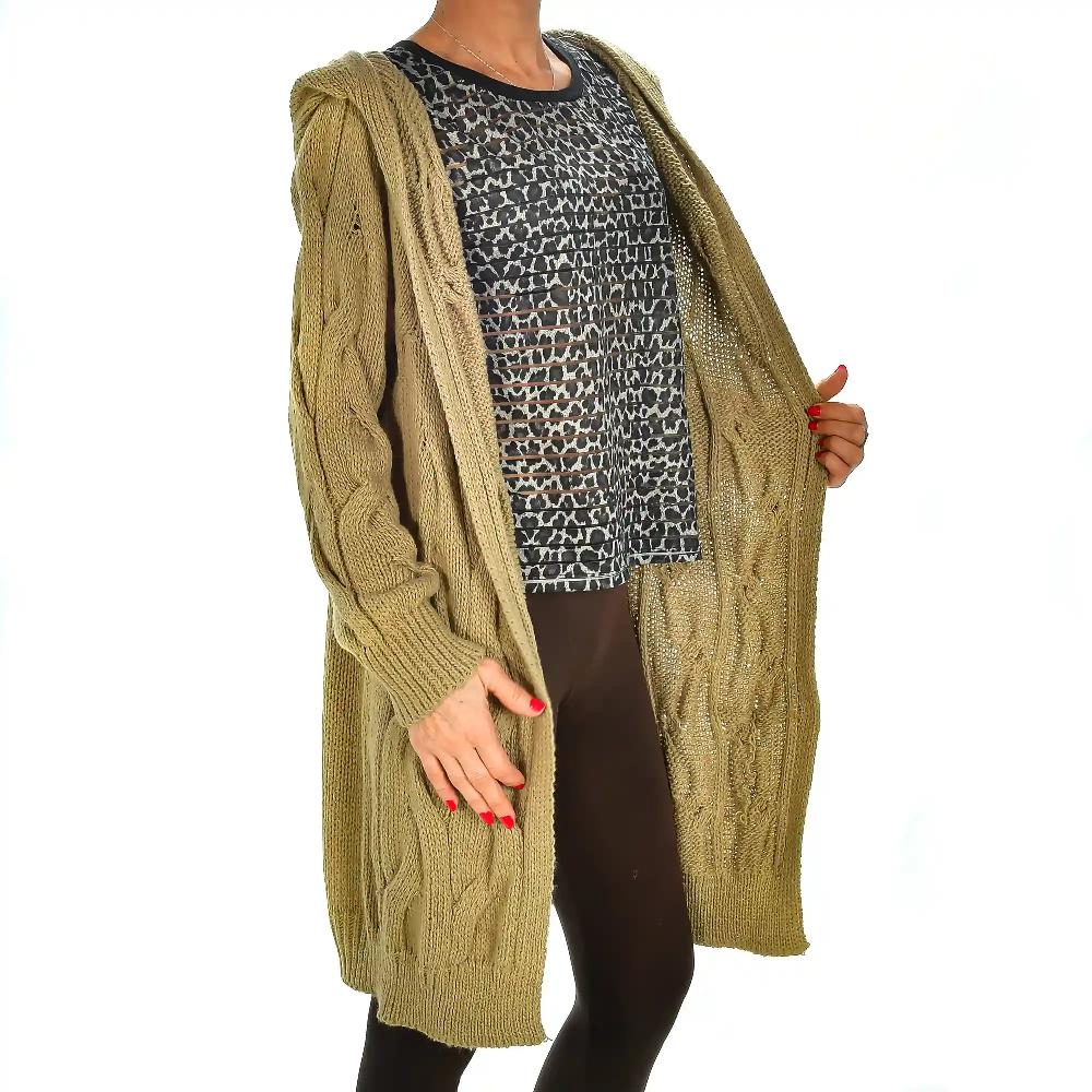 Firenze artegiani Cárdigan largo abierto con capucha oversized talla única. Made in Italy Liquidación