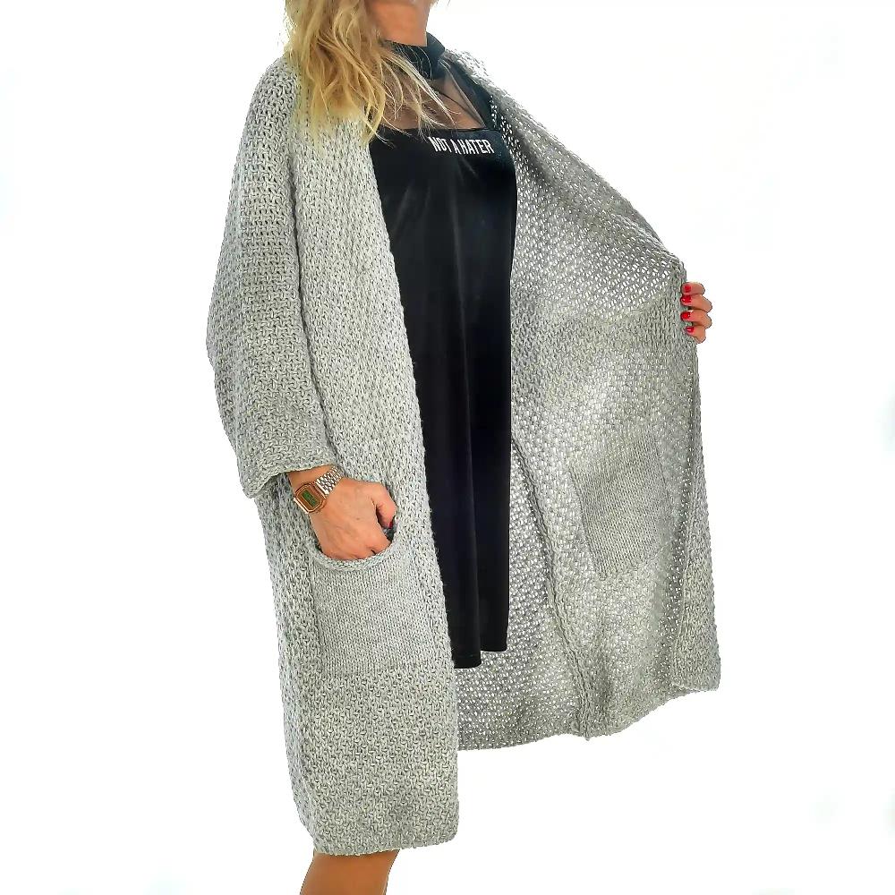 Firenze artegiani Cardigan largo abierto oversized talla única. Made in Italy Ahorra y exporta