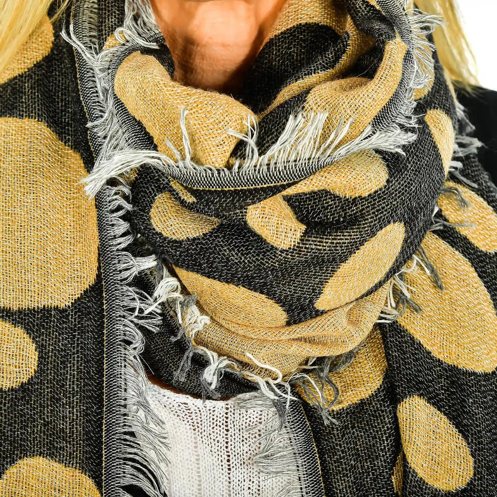 Firenze artegiani Fular bufanda con diseño circulos doble solapa modal y lana. Made in Italy Libre de impuestos